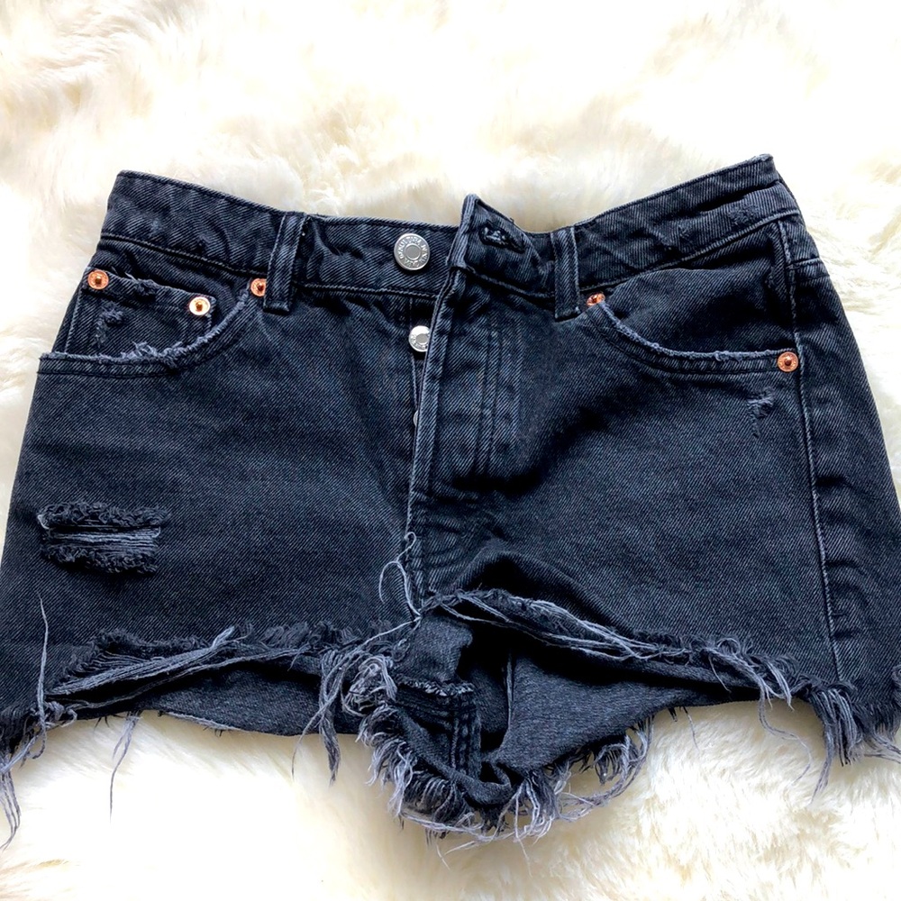 ZARA Black Cut-Off Jean Shorts Size 2 / EUR 34